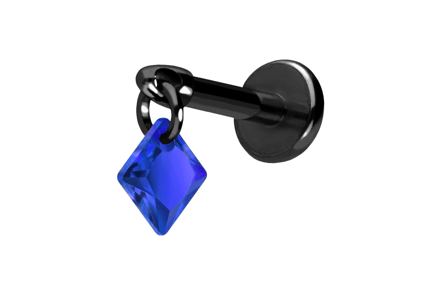 Titan Labret Piercing mit Push Fit KRISTALLQUADRAT